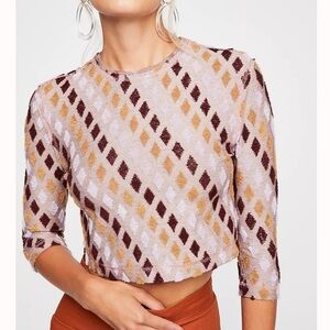 Free People Magic Carpet Diamond Terry Cloth Tee Size XS